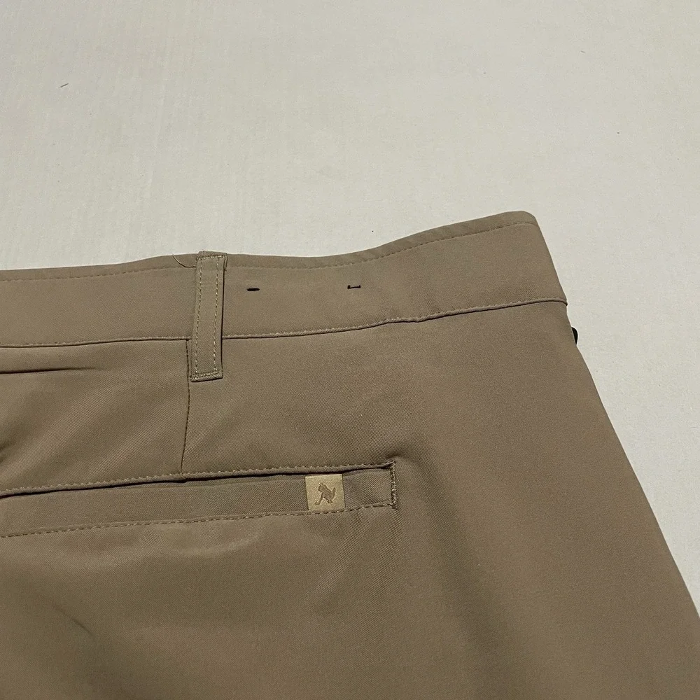 Birdie Bound Pants Mens 40 X 30 Beige Tan Golf Active Fit Stretch Zip Pocket